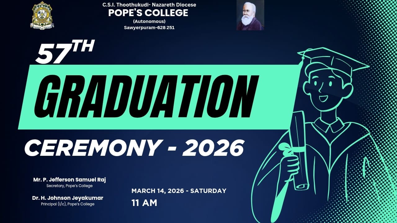 🔴🅻🅸🆅🅴 | 57th GRADUATION DAY | Pope's College (Autonomous), Sawyerpuram | 14.03.2026