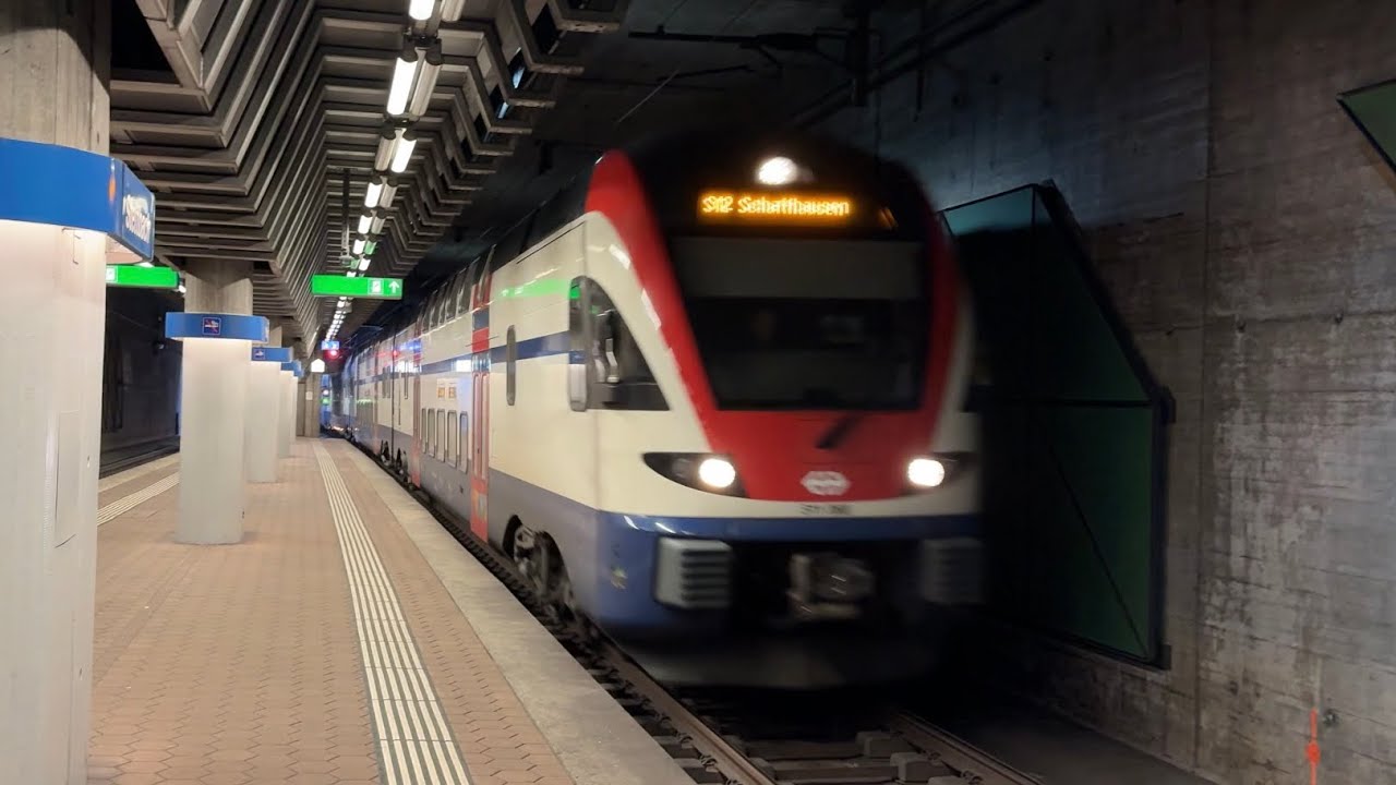 UNDERGROUND TRAINSPOTTING! Lots of Zurich S-Bahn Trains Passing and Stopping at Stettbach Station