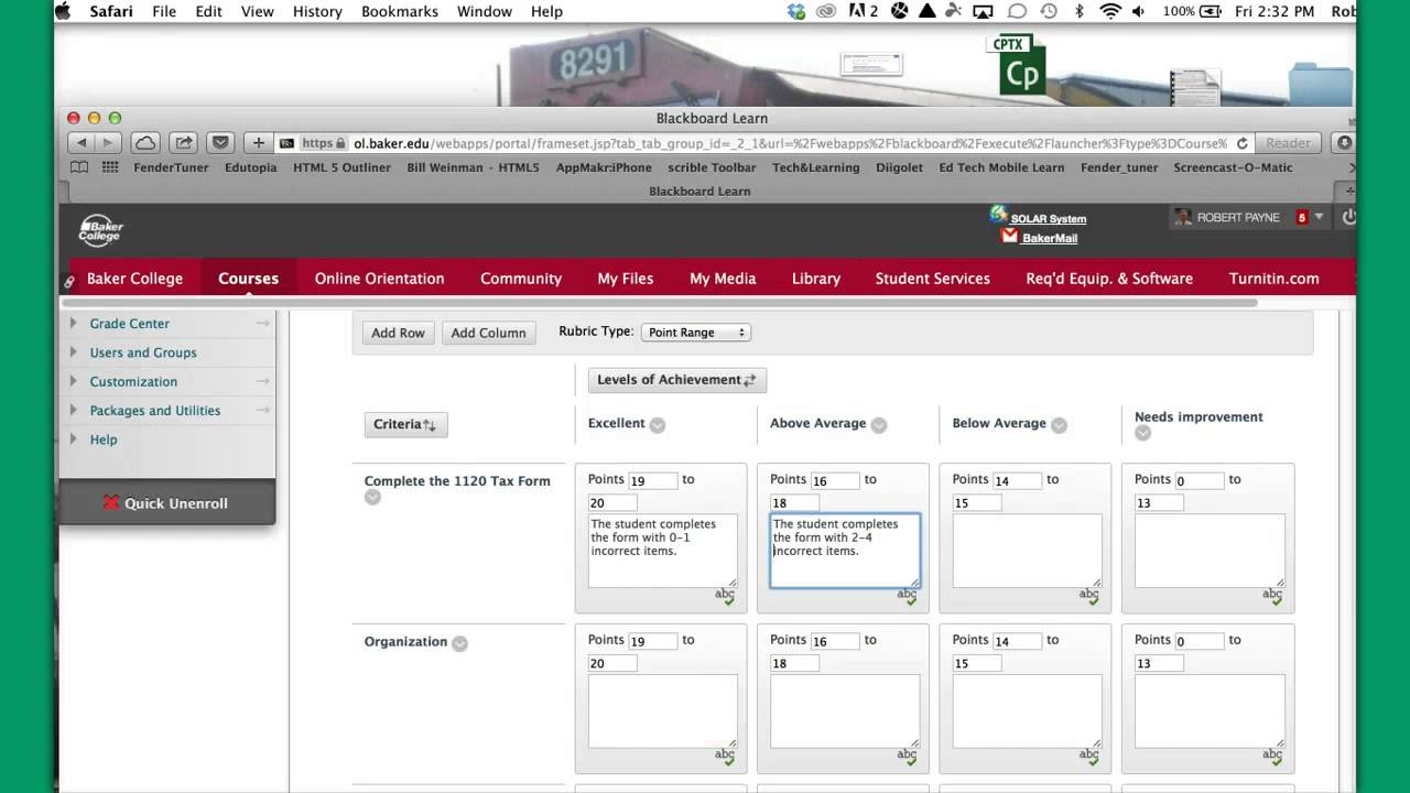 Creating & Linking a Rubric in Blackboard