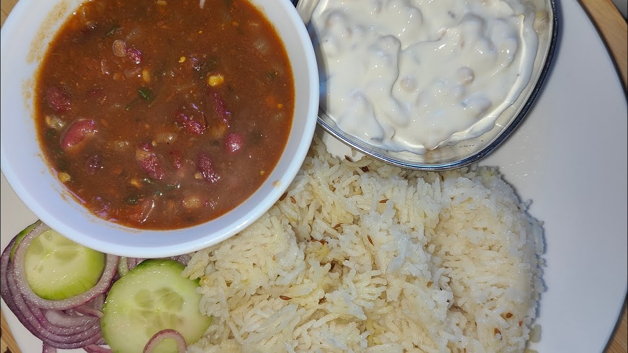 Lunch is served!! Rajma with jeera rice and boondi raita!! #food #cookingchannel 