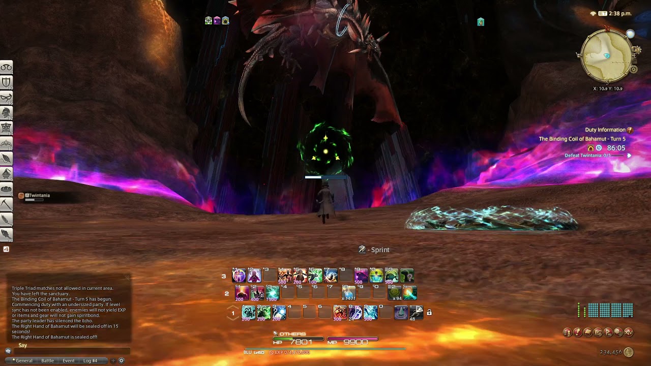 FF14 - T5 - Coils of Bahamut - Twintania (Solo Blue Mage lvl 60 No Echo)