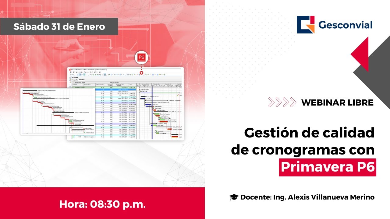 WEBINAR: Gestión De Calidad De Cronogramas Con Primavera P6