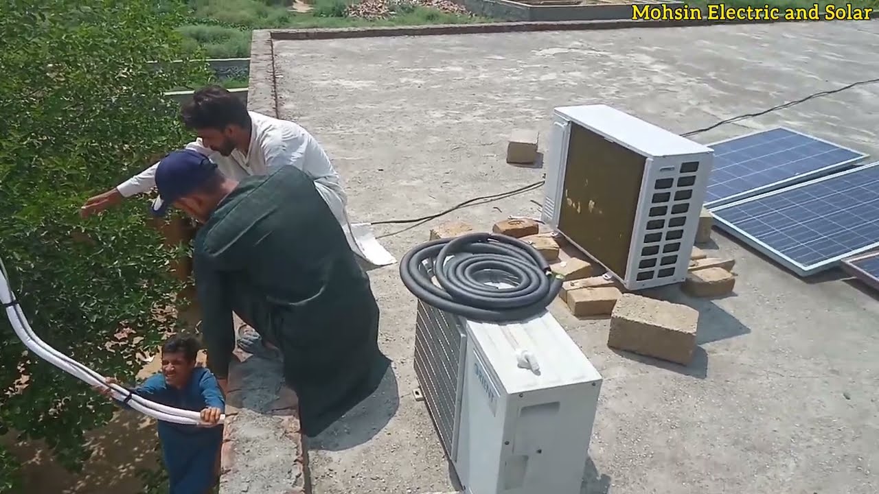1.5 ton inverter AC installation by Mohsin Electric and Solar Team In Swabi 