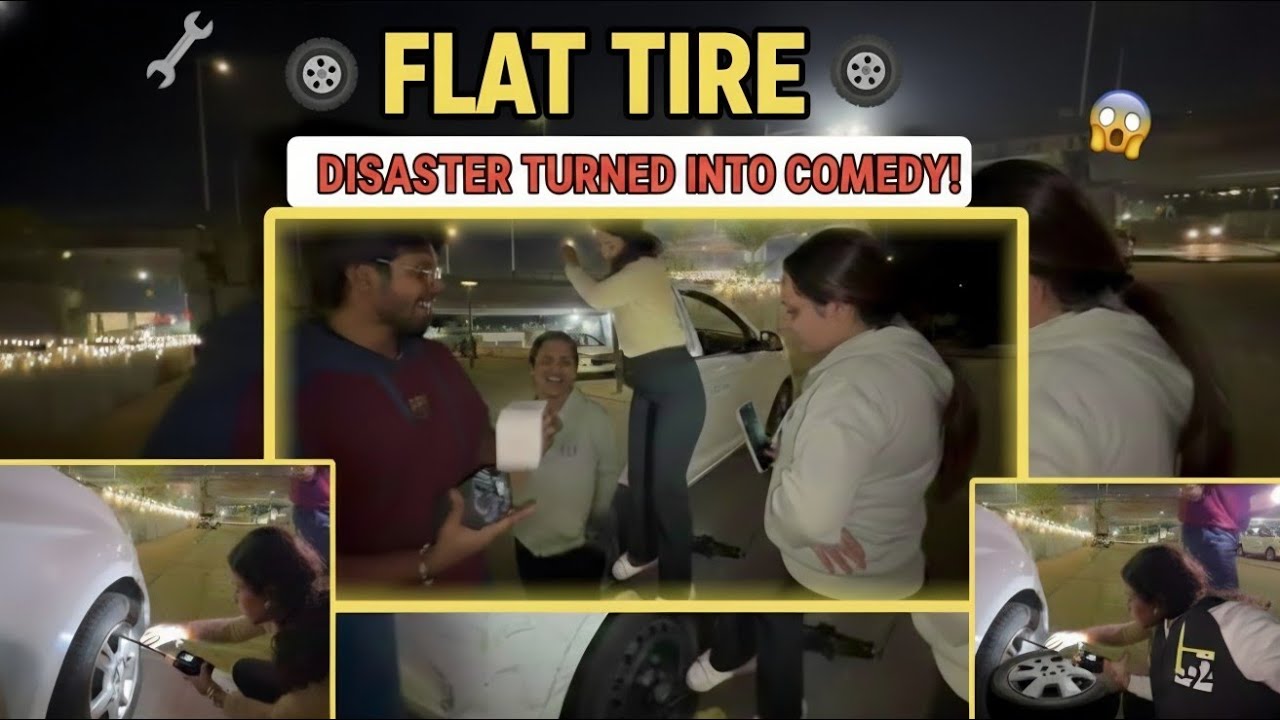 Flat Tire Disaster turned into a Comedy Show | Girl With Nail Paint Can Do Anything💅 | Puncture Vlog