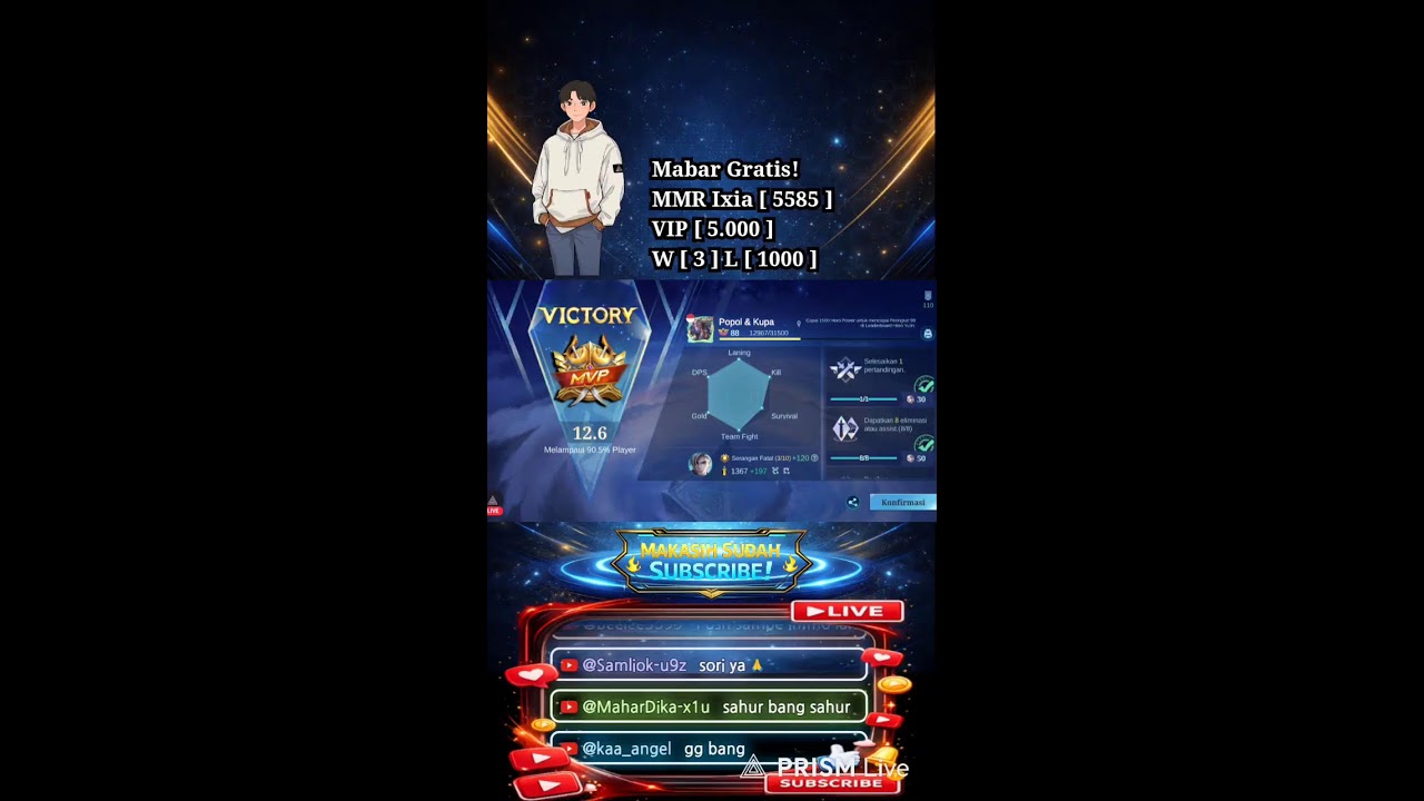 Push MMR Ixia!! Mabar Gratis Sampai Subuh!! #Mabar #ML #Gratis