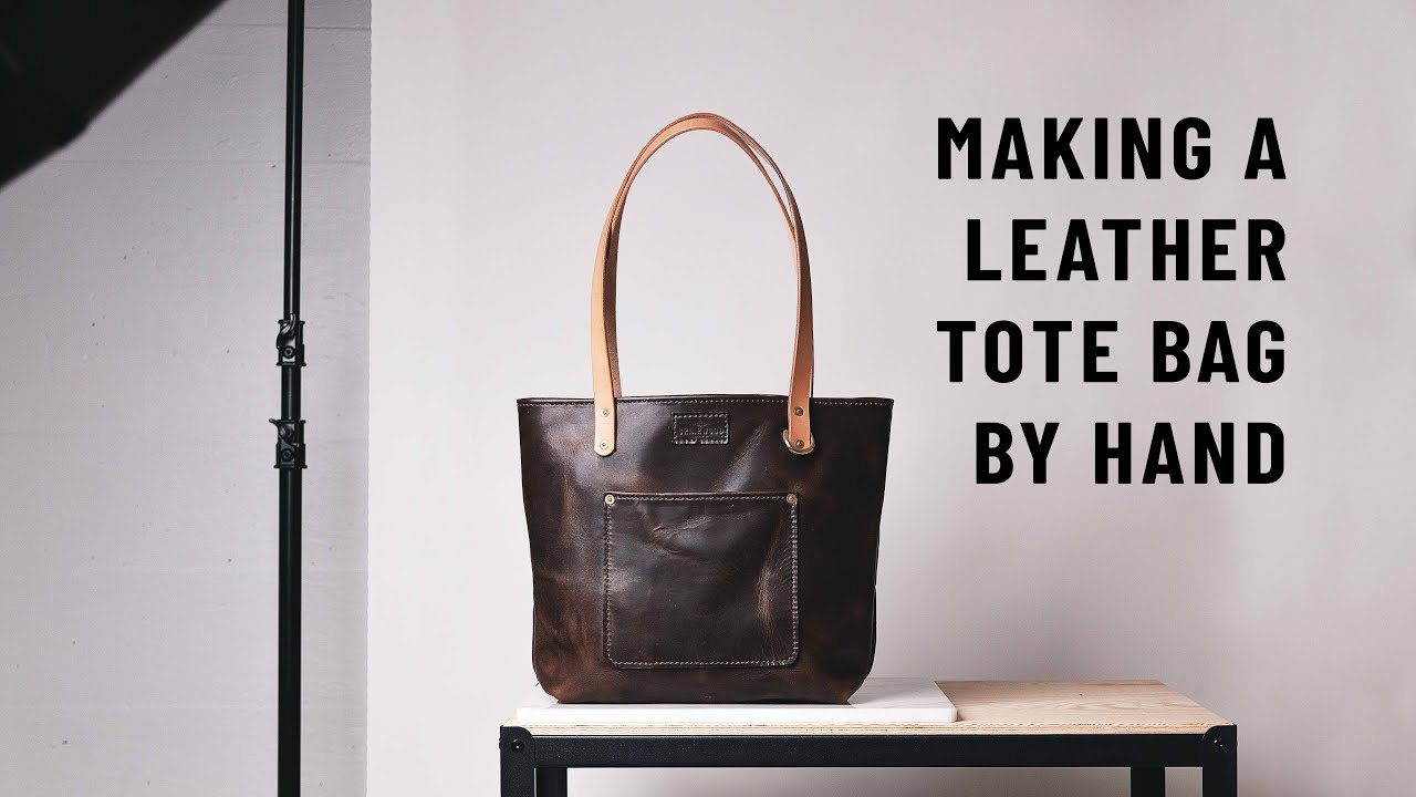 MAKING A LEATHER TOTE BAG BY HAND - ASMR