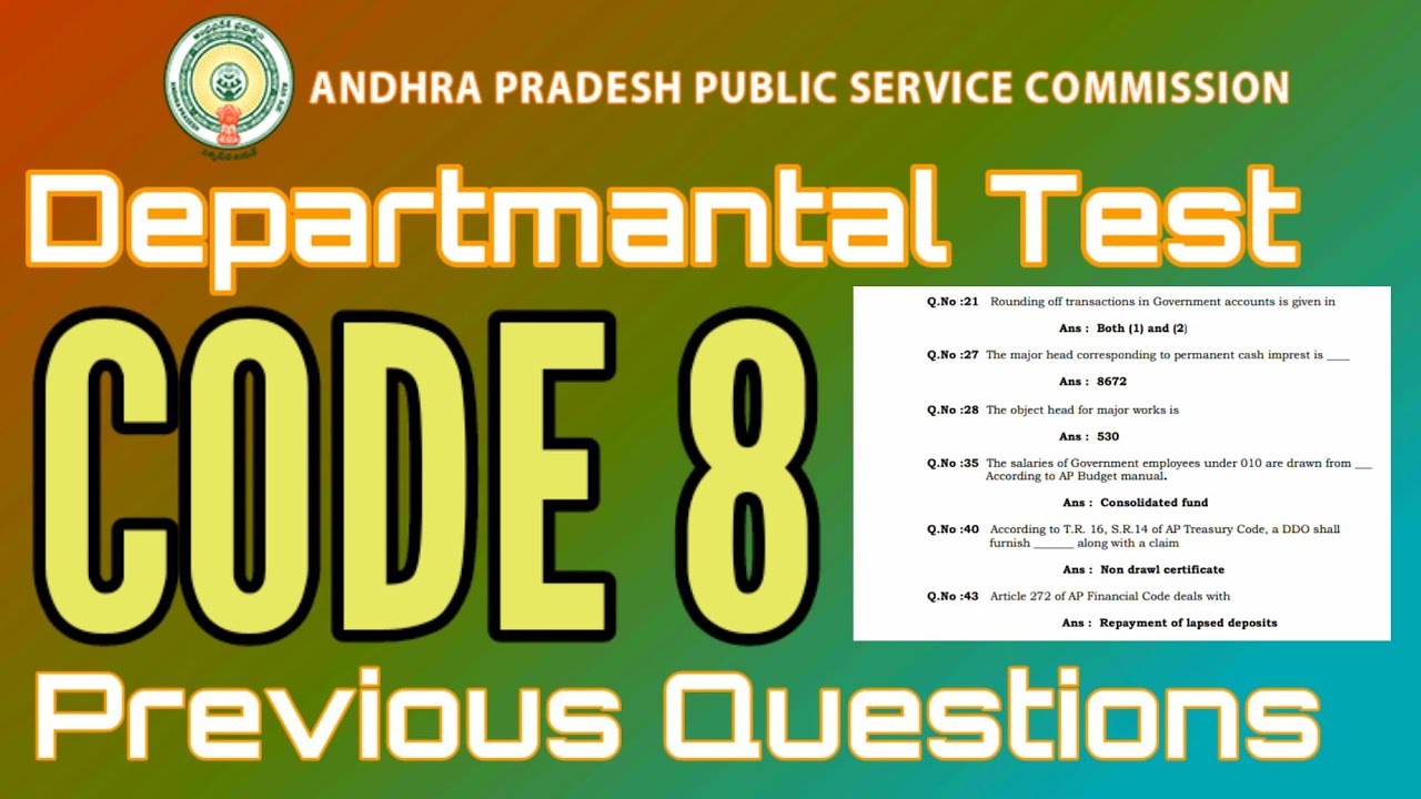 Departmental test code 08 previous Questions/Important topics based on previous papers