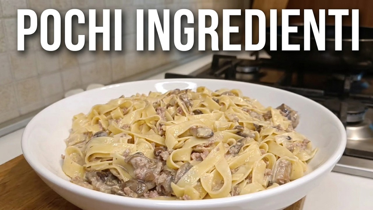 tagliatelle con funghi e salsiccia! pochi ingredienti, 🤩