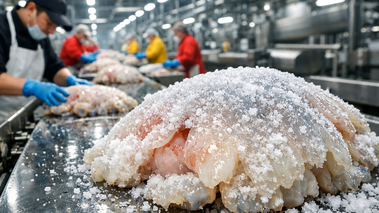 The Massive Process of Salting Jellyfish: Inside the Factory