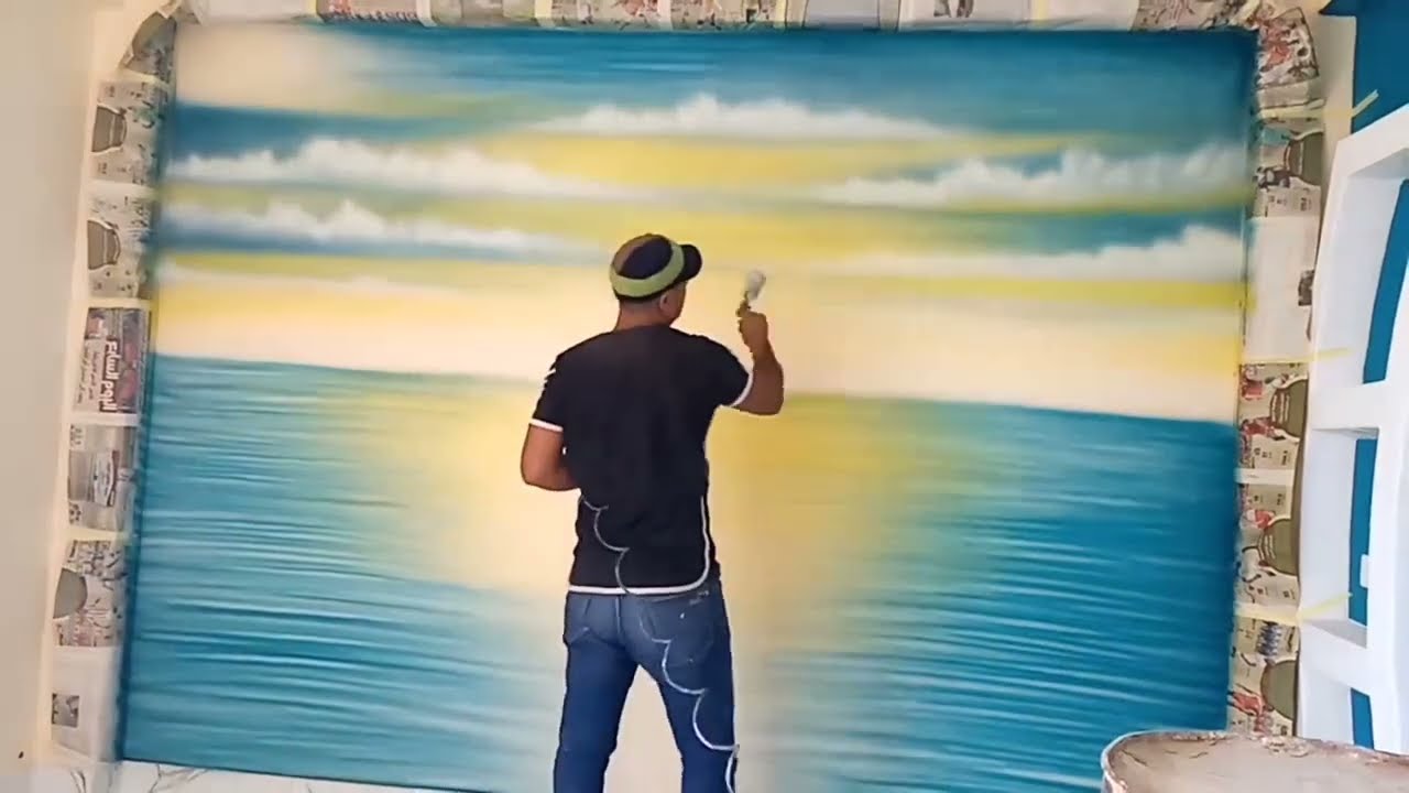 تابع للنهايه || رسم منظر طبيعي باستخدام مسدس الرش فقط