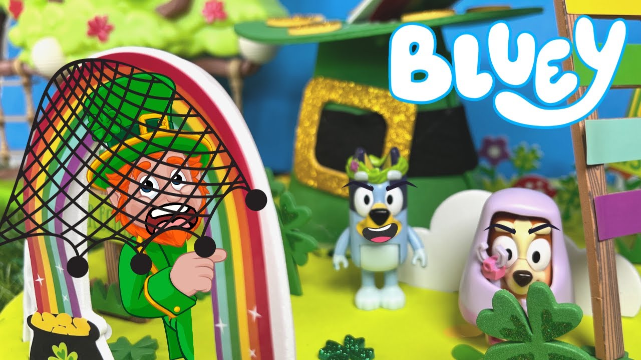 🍀 Bluey and Bingo Make a Leprechaun Trap! Bluey Pretend Play PBJAAM