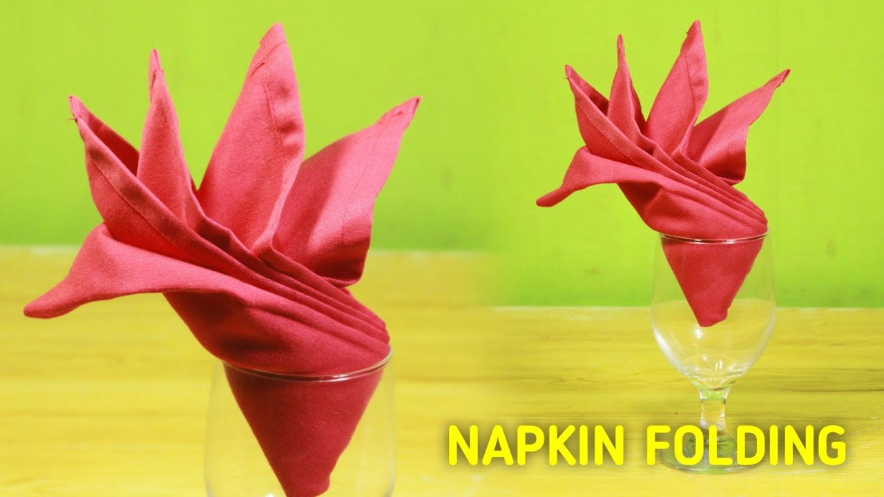 CLASSIC BIRDS OF PARADISE IN THE GLASS TABLE NAPKIN FOLDING