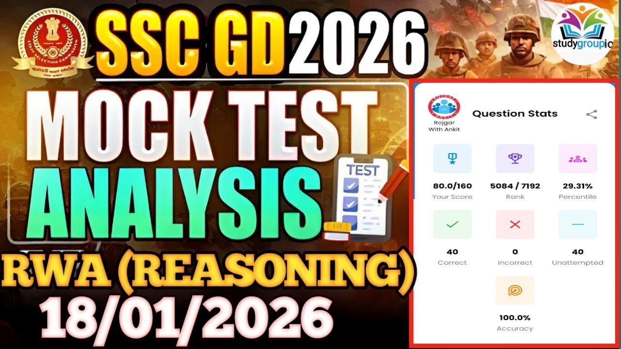 Rojgar With Ankit SSC GD | 18-01-2026 | Reasoning | Weekly Mock Test Solution By Sachin #rwamocktest