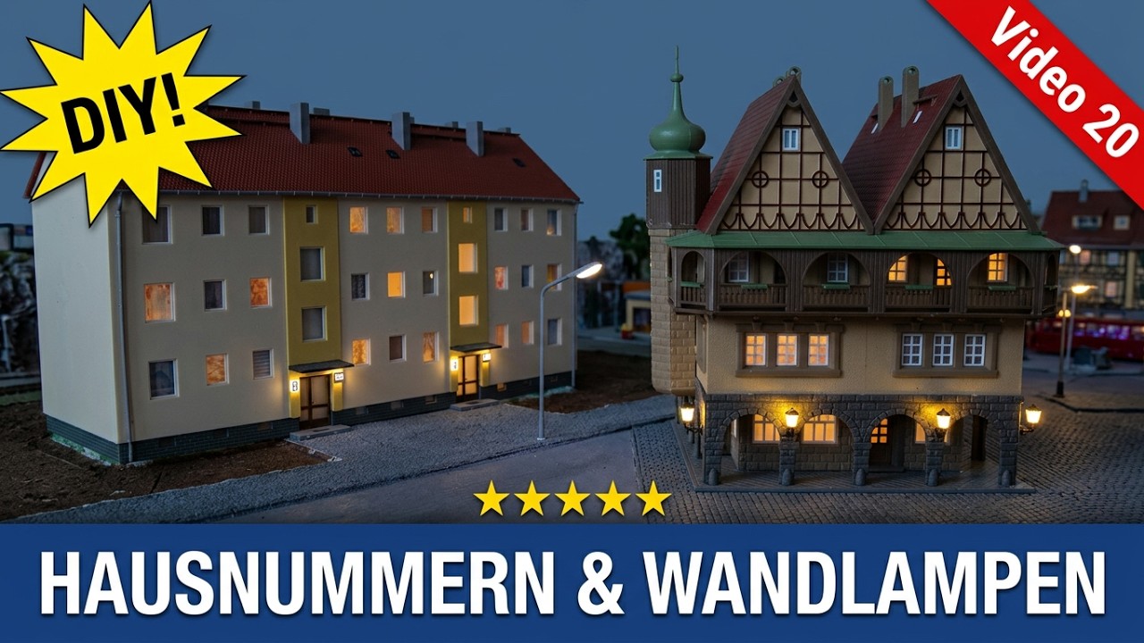 Hausnummerbeleuchtung u. Wandlampen für Modellbahn Spur TT (Teil 20)