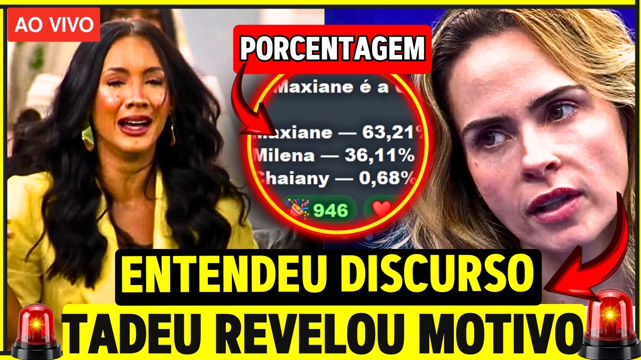 🔥 BBB26 AO VIVO; ELIMINAÇÃO AO VIVO ENTRE MAXIANE, CHAIANY E MILENA COM RESULTADO DO PAREDÃO AO VIVO