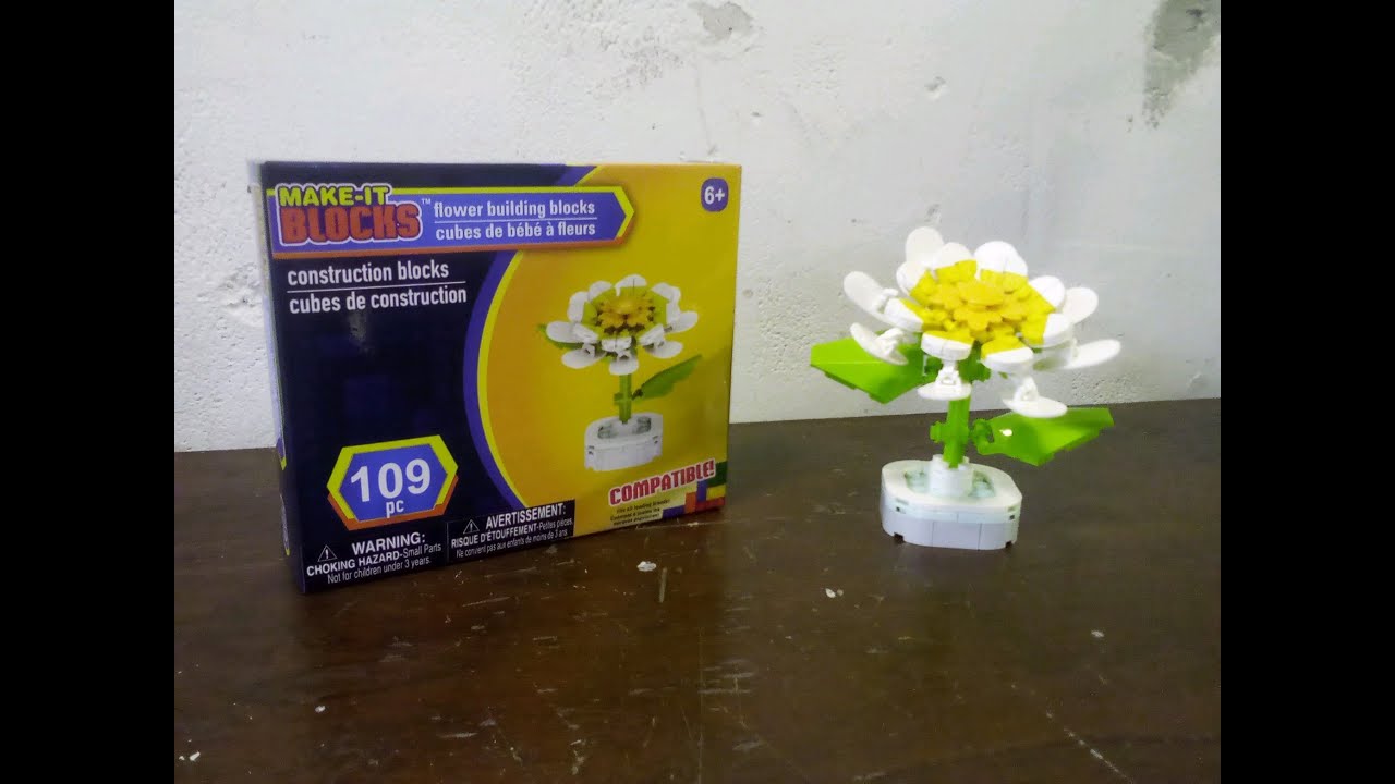 Building a MAKE-IT BLOCKS flower from Dollar Tree.