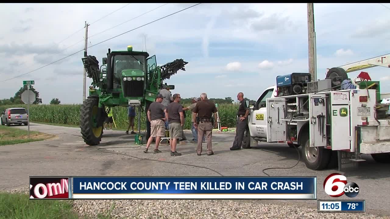One teen killed, two others injured in crash involving farm equipment & truck in Hancock County