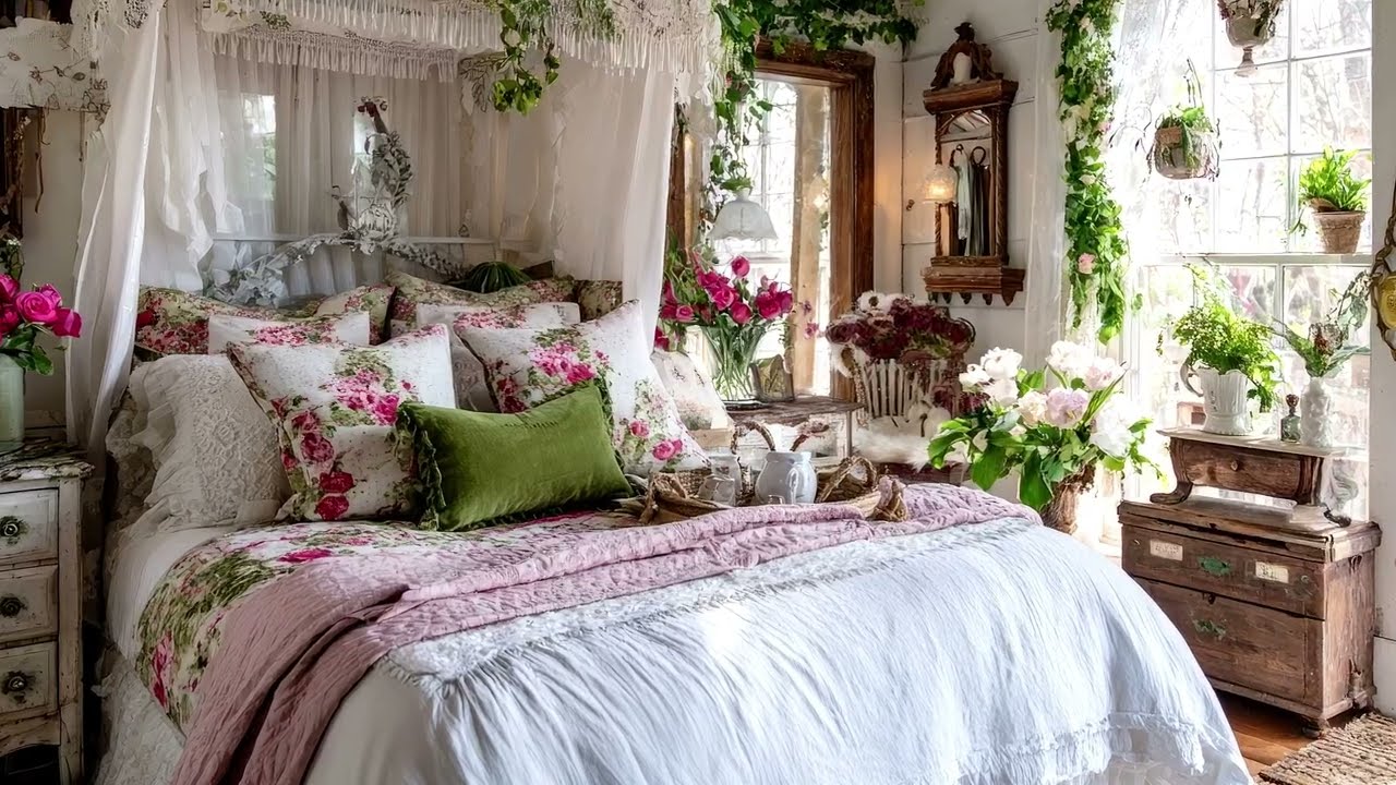 Cottagecore Spring Decor Tour with Floral Vintage Shabby Chic Inspiration and Cozy Farmhouse Style