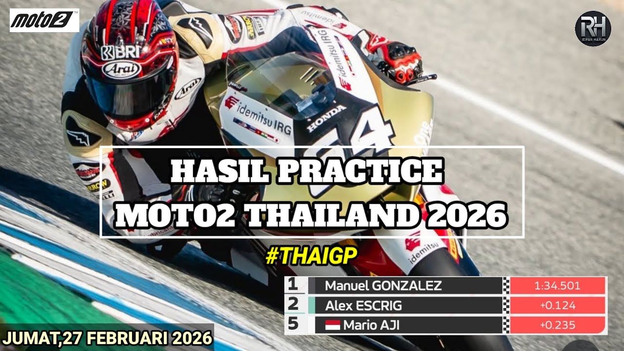 Hasil Moto2 Hari ini~Hasil Practice Moto2 Thailand 2026~Hasil Mario Aji Moto2 2026