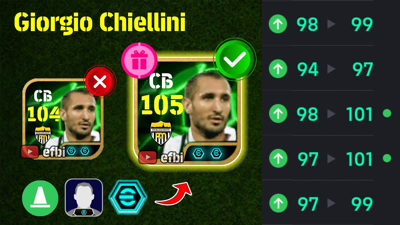 Giorgio Chiellini 105 BEST TRAINING with Booster, Max Level, Player Progression eFootball 2026
