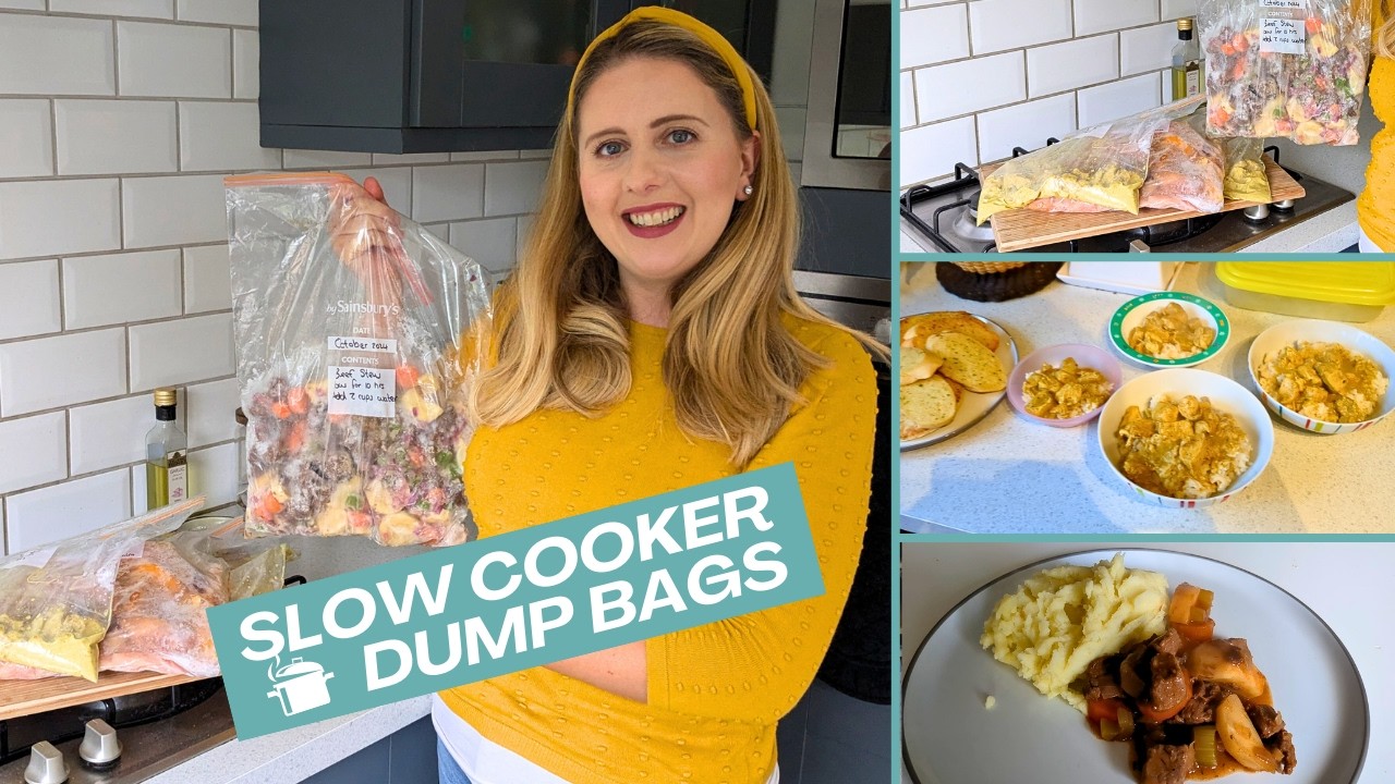 6 SLOW COOKER DUMP BAGS, Batch Cooking + Freezer Meals Recipes for your family