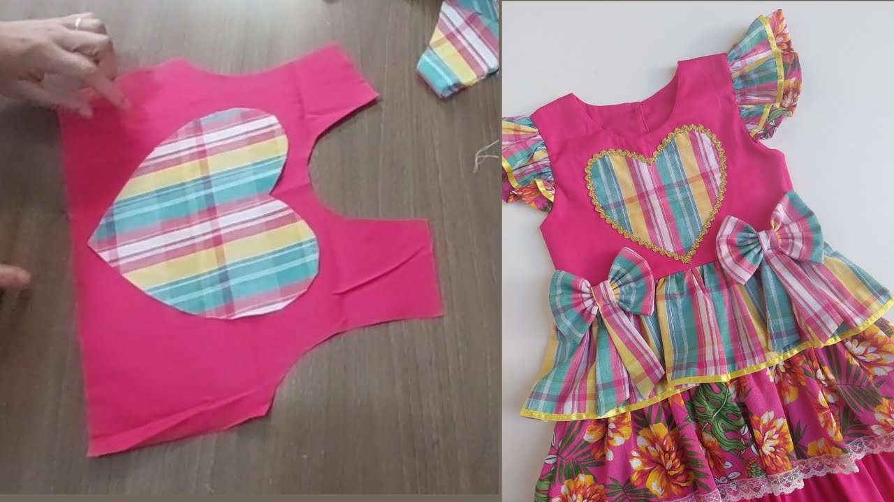 COMO CORTAR VESTIDO INFANTIL DE FESTA JUNINA COM TRÊS BABADOS/modelagem/ #sewing
