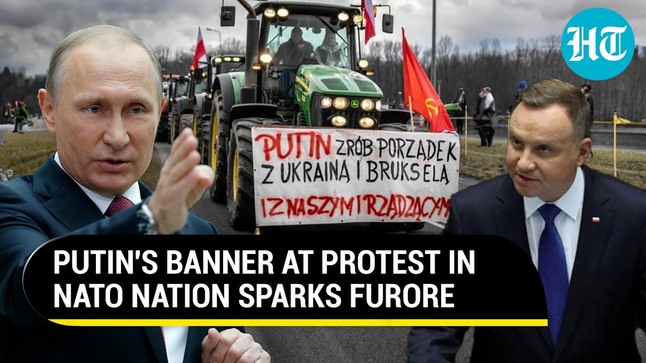Kyiv Fumes Over 'Putin Bring Order To Ukraine...' Banner With Soviet Flag At Polish Farmer Protest