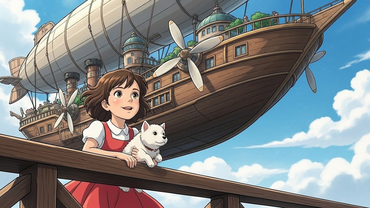 The perfect trip on a sky cruise 👨‍👨‍👧‍👦 Family & Travel day | Creative Ghibli-Inspired Ai-animation