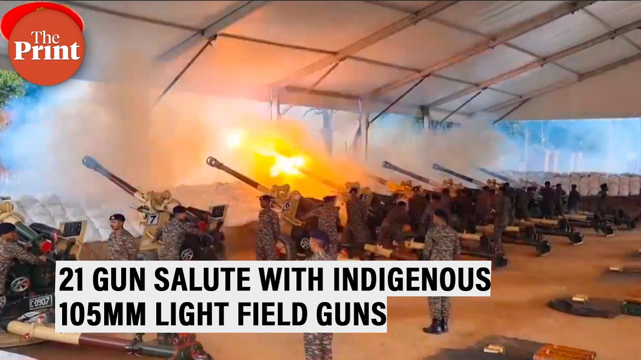 Indian Army uses Indigenous 105mm Light Field Guns for 21 Gun Salute at 78th #IndependenceDay