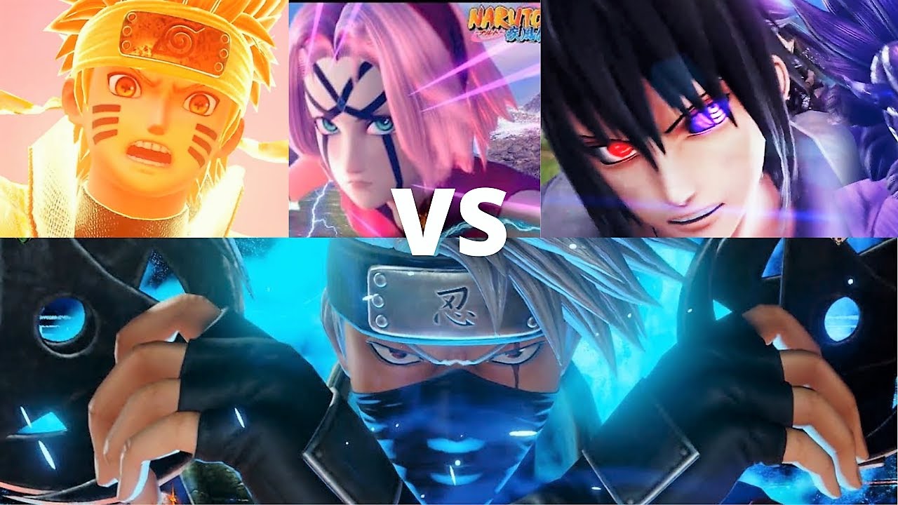 JUMP FORCE - Kakashi vs Naruto, Sakura, Sasuke 1vs3 Gameplay (PS4 Pro)