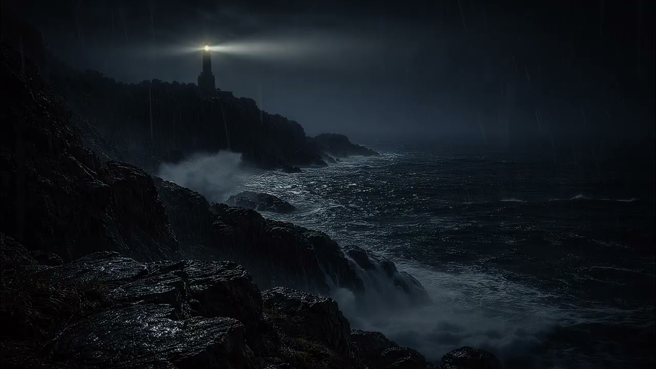 Stormy Lighthouse at Sea ASMR 🌊  | Rain & Crashing Waves for Sleep (4+ Hours)