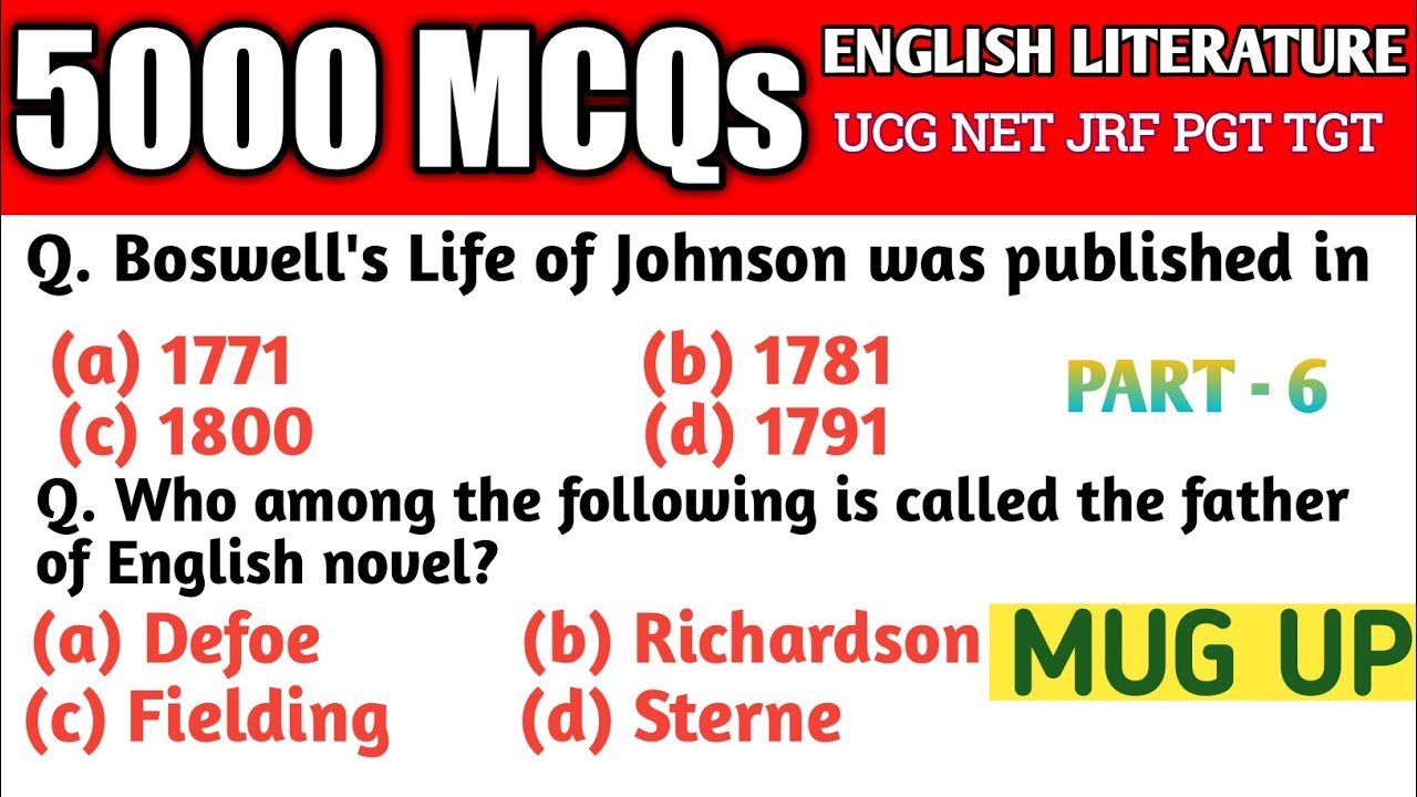 Mcqs of english literature part 6| english literature mcqs with answers| by Avadhesh sir