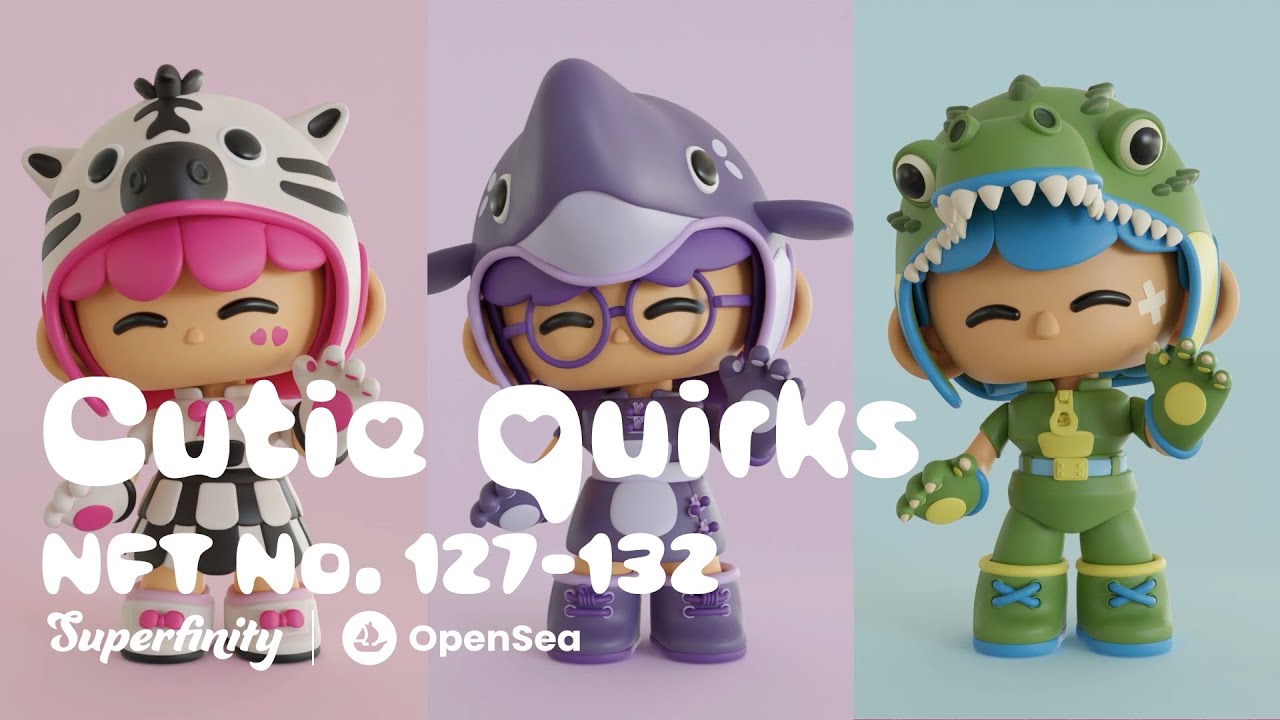 3D Artist Animal Character NFT Collection on OpenSea | Cutie Quirks Collection No. 127-132