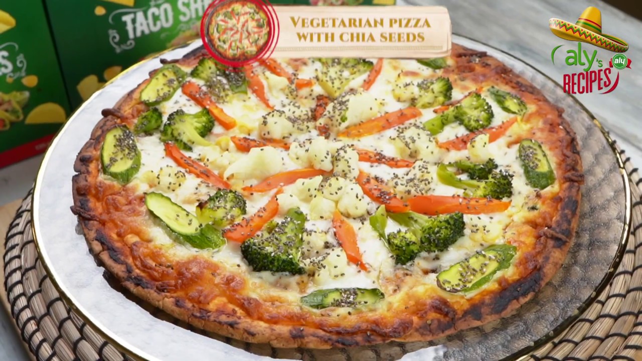 Vegetarian pizza with chia seeds