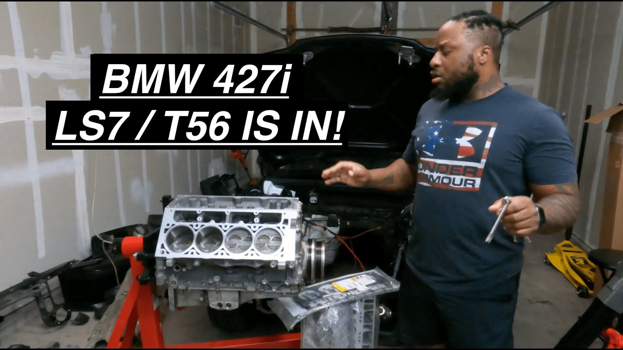 BMW E36 LS7 SWAP PT.6 - LS7 & STAGE 2 T56 INSTALLED INTO CHASSIS - SUBFRAME NOTCHED FOR DRY SUMP PAN