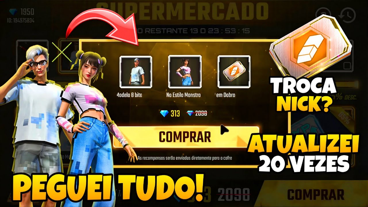 EVENTO SUPERMERCADO! ATUALIZEI OS PRÊMIOS 20 VEZES, VALE APENA NO FREE FIRE?