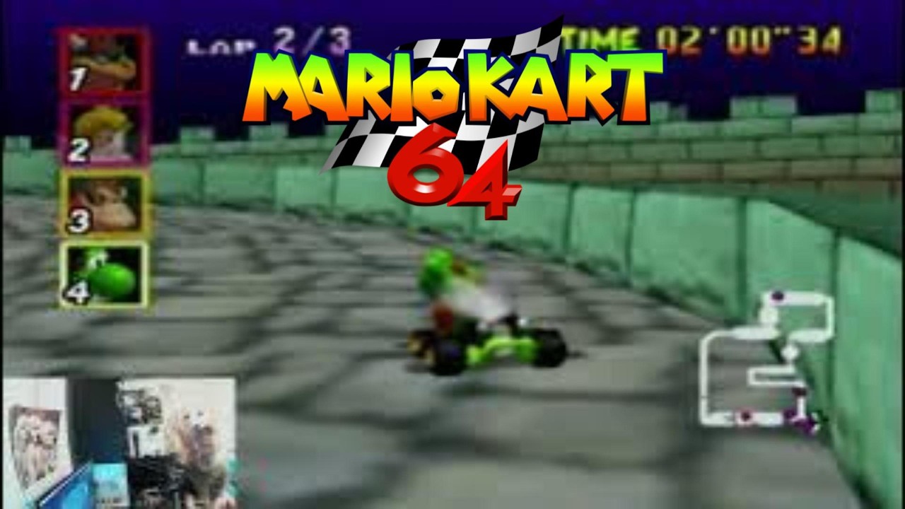 Mario Kart 64 - Bowser's Castle Track - 50cc - Star Cup - N64 - Nintendo
