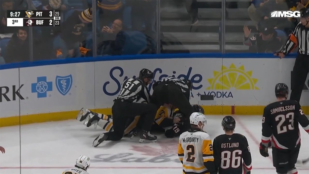 Peyton Krebs Drops 🥊 Gloves 🥊 With Connor Clifton