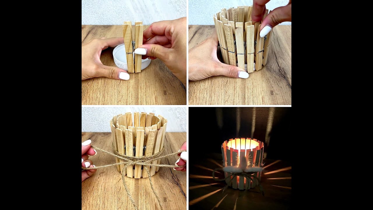 Come realizzare un portacandele con le mollette di legno 🥰