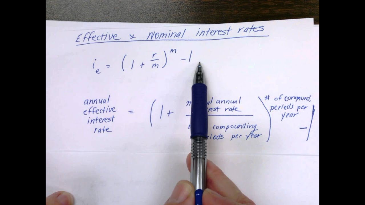 Nominal vs effective interest calculations