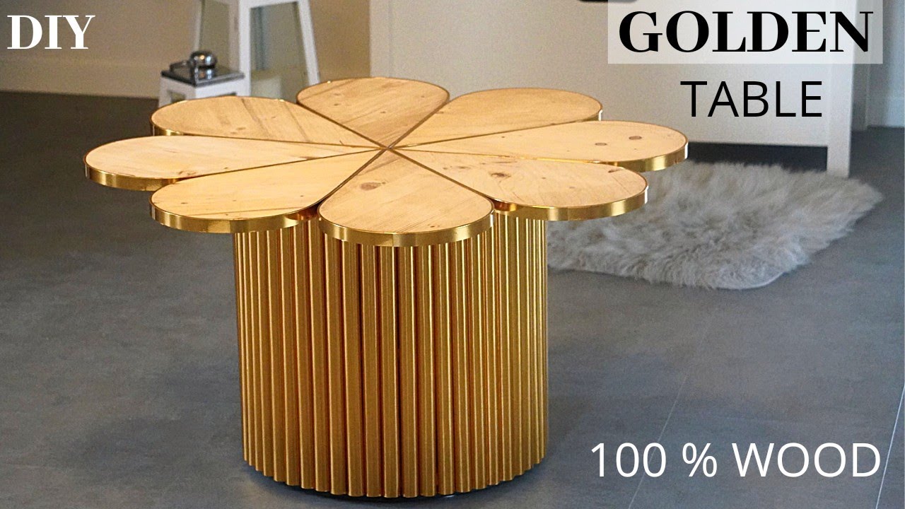 Goldenen Tisch aus Holz selber bauen /Golden Coffee Table EASY/Couchtisch selber bauen /Table DIY