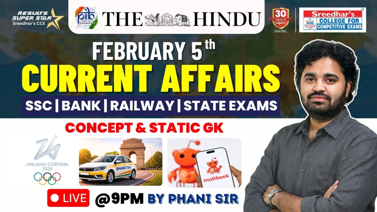 🔴Live | Daily Current Affairs in Telugu | February 5th | Latest & Important News | PHANI SIR