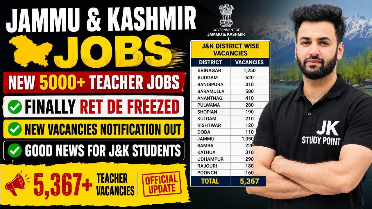 J&K Teacher Jobs Vecancies 2026 5000+ New Teacher Posts | J&K Govt Teacher Jobs 2026 | JK Jobs 2026