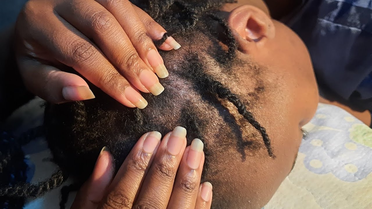 ASMR satisfying hairline, ears and scalp nitpicking and scratching with natural finger nails #asmr