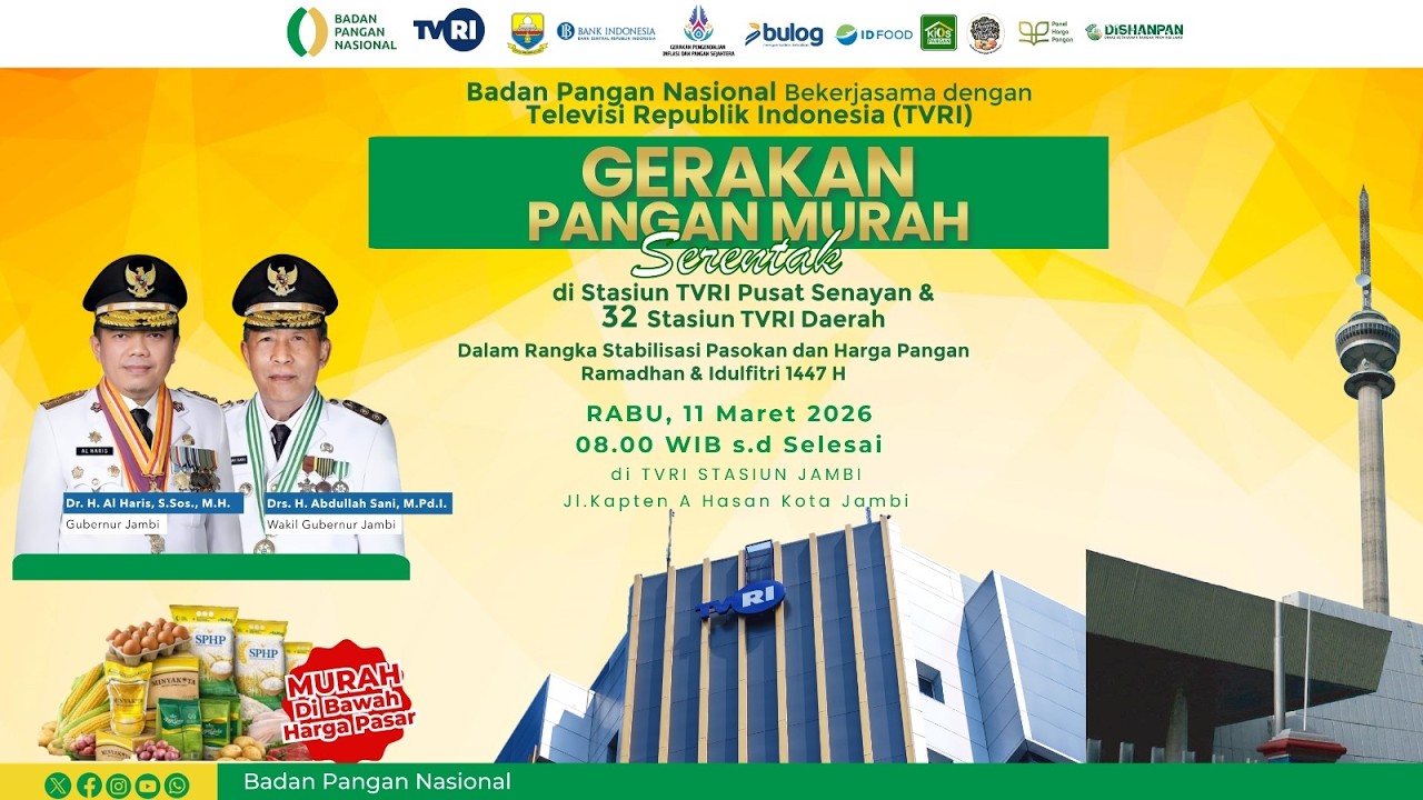🔴SIARAN LANGSUNG GERAKAN PANGAN MURAH TVRI STASIUN JAMBI