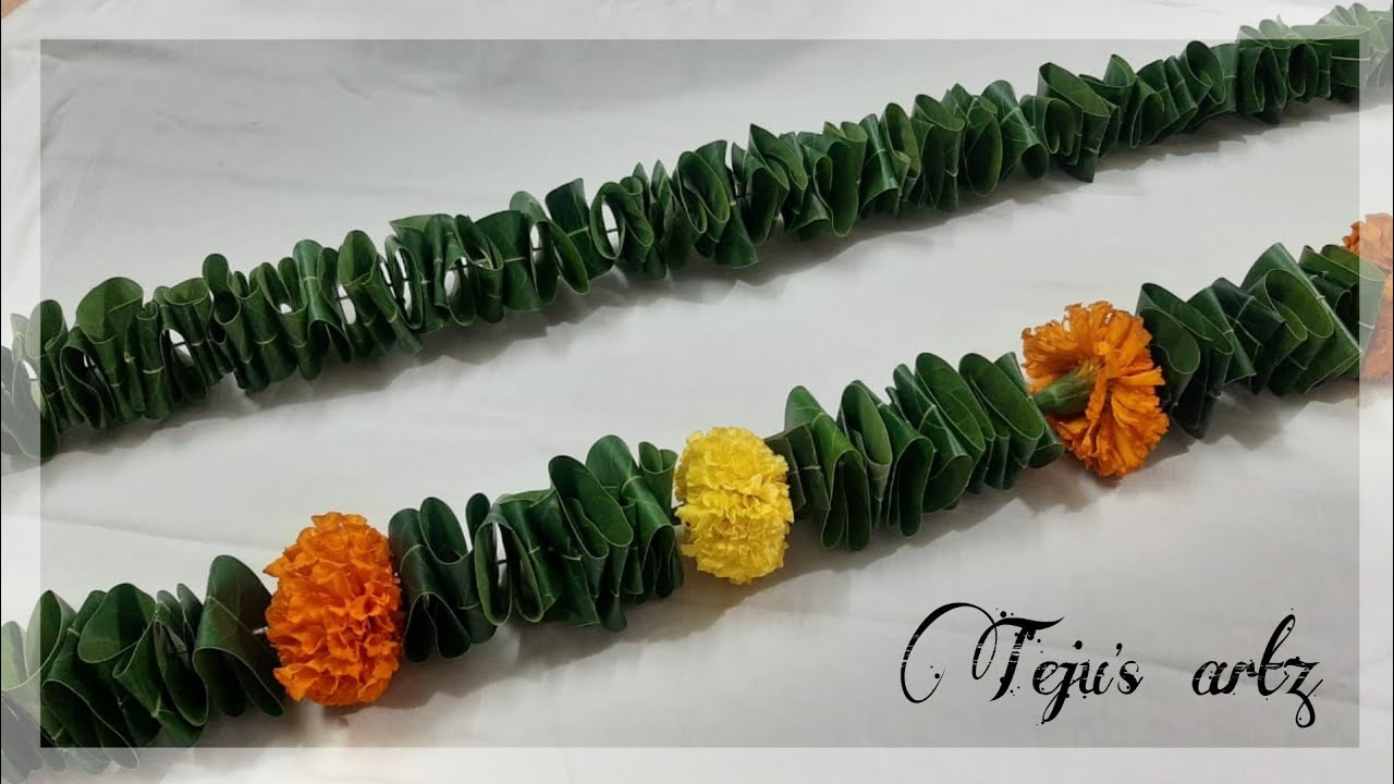 Mango leaf decoration ideas at home | Door Hanging Thoranam Decoration | Teju's artz....😍