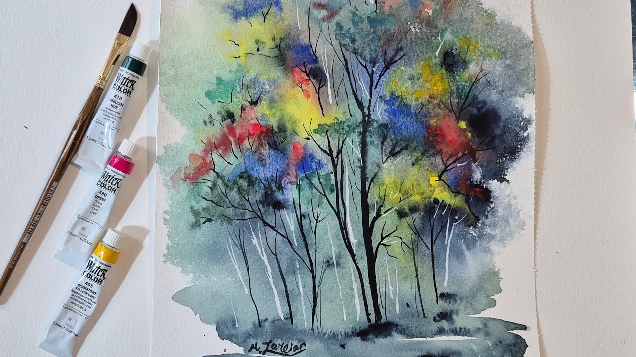 Dreamy Watercolor Trees from Just a Few Color Blobs 🌈🌲