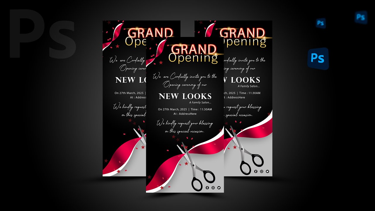 Create AMAZING Grand Opening Card Designs with Photoshop