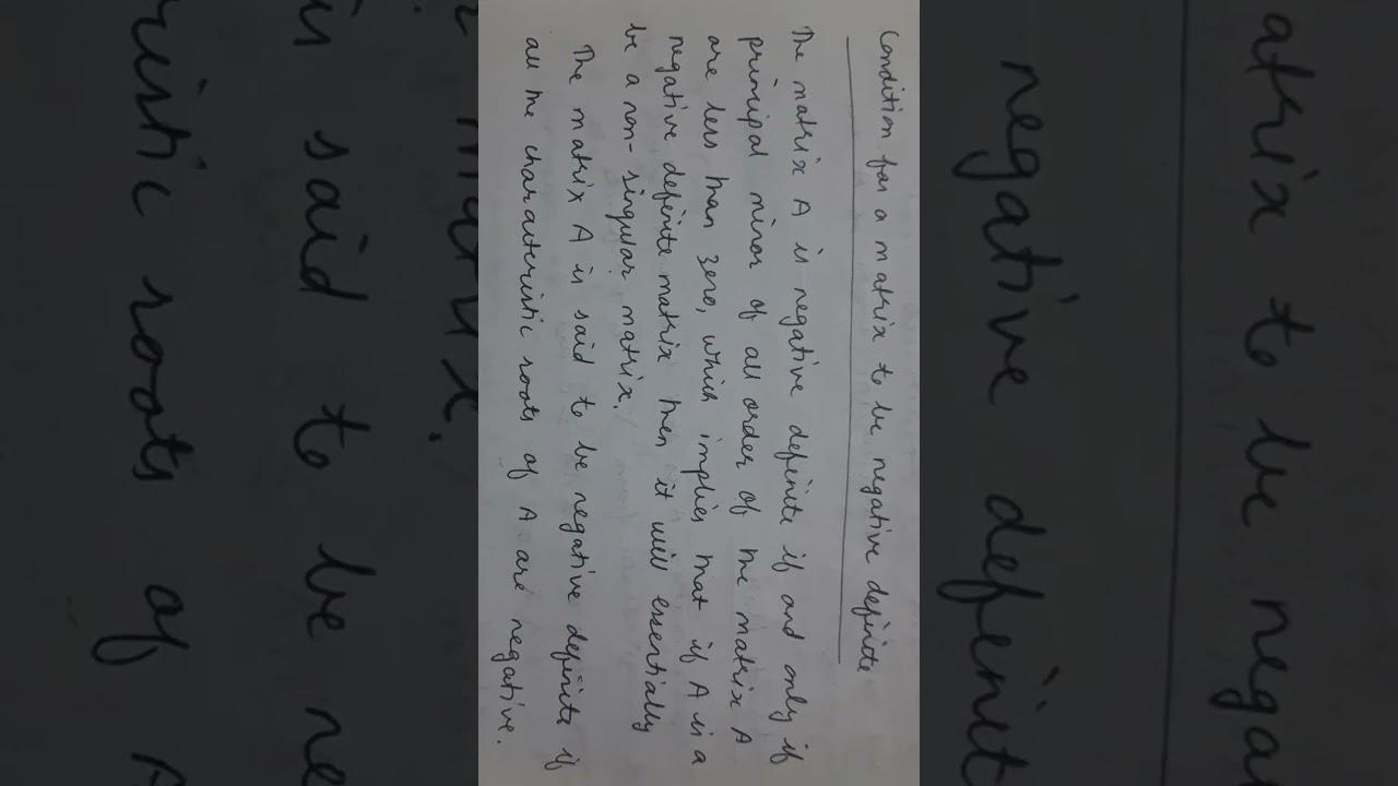 Introduction to Matrices Part 79 Negative Definite Matrix Hindi Version