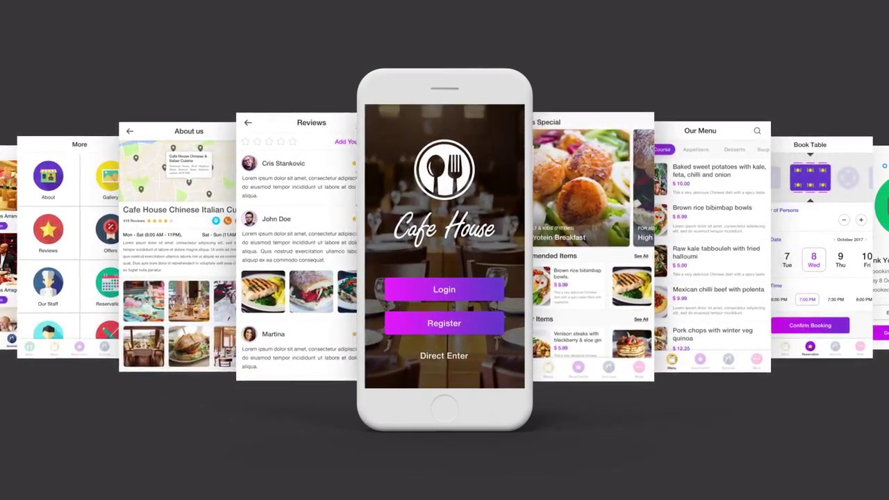 Cafe House Restaurant App UI Kit | App Innovation
